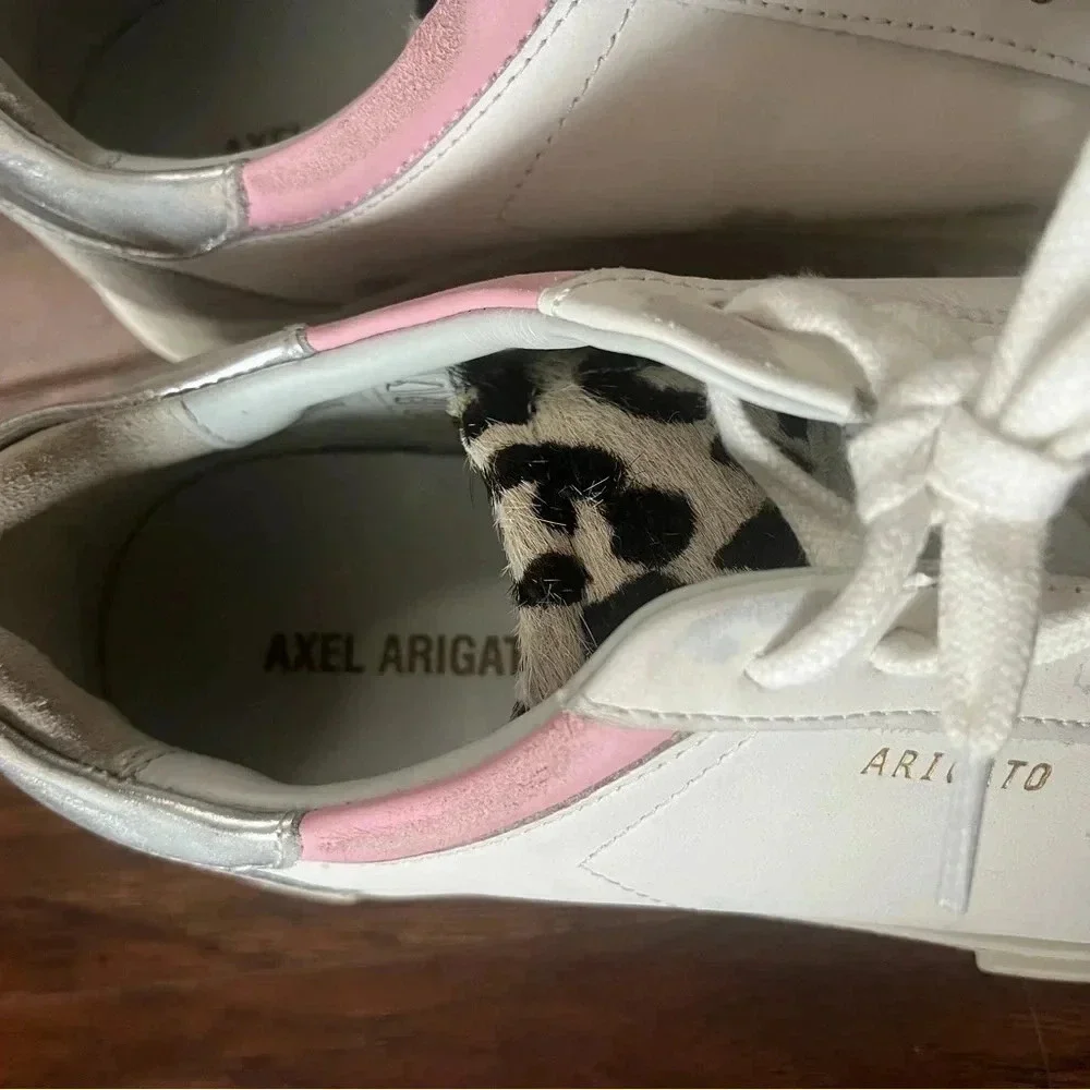 Axel Arigato Distressed Sneakers- White leather, with gray suede- Size 7.5